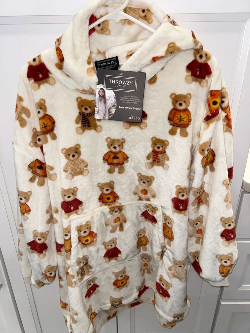 Marlo Lorenz Autumn Teddy Bear Hooded Poncho - One Size Fits All